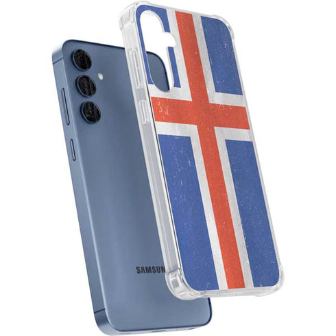 Iceland Flag Distressed Galaxy A35 5G Clear Case